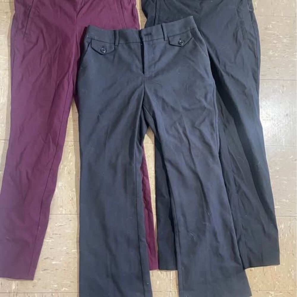 3 Pairs Women's Dress Pants Trousers, 2 Black, 1 Maroon